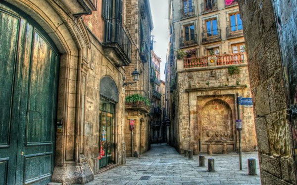 Man Made Street Building Barcelona Spain HDR HD Wallpaper | Background Image