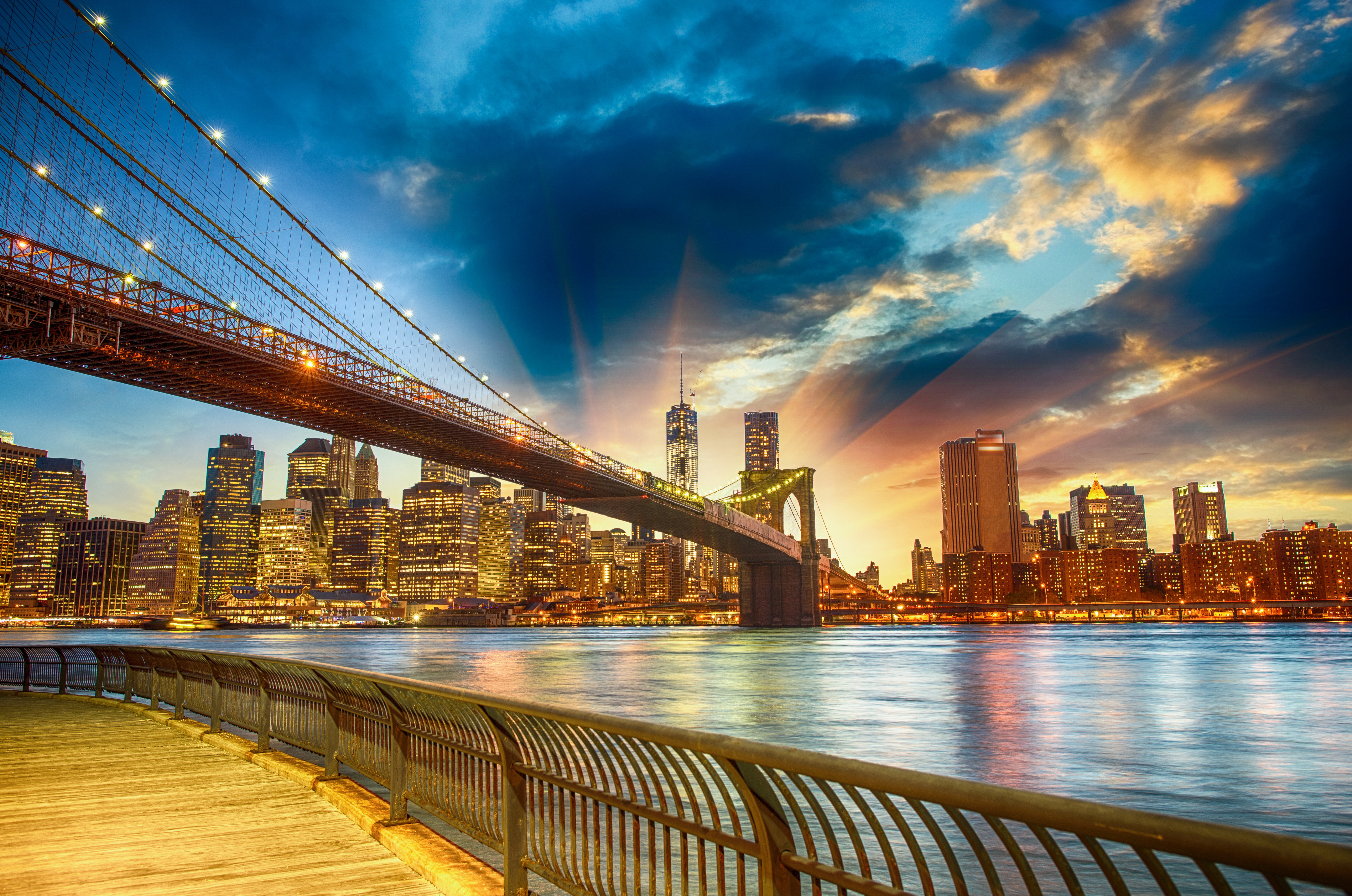 View of Brooklyn Bridge and New York City