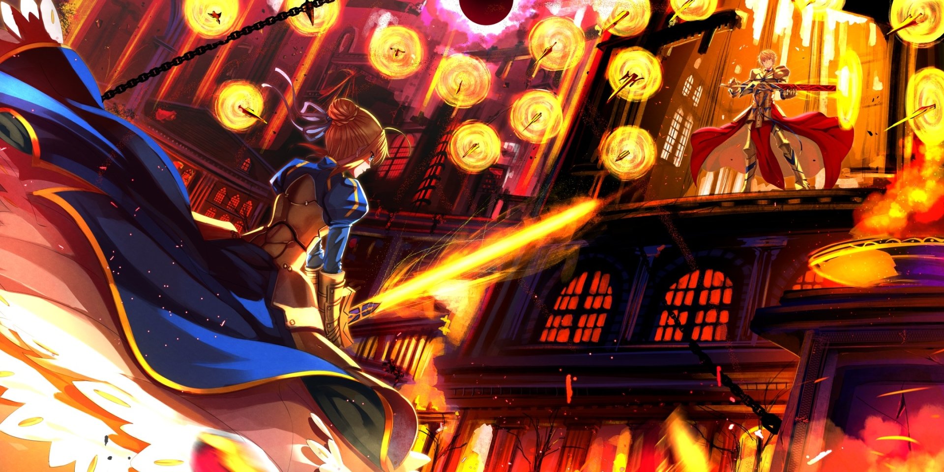 Epic Showdown: Artoria vs Gilgamesh - HD Fate/Stay Night Wallpaper by ...