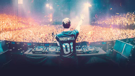 HD PC desktop wallpaper featuring DJ Hardwell performing live in front of a massive crowd from the movie I AM Hardwell - Living The Dream.