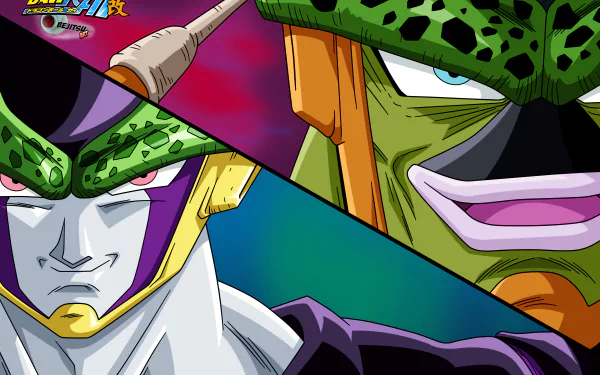 An intense scene featuring Cell from Dragon Ball in a dynamic close-up, showcasing vibrant colors and details from the anime series Dragon Ball Z Kai, rendered in 4K Ultra HD.