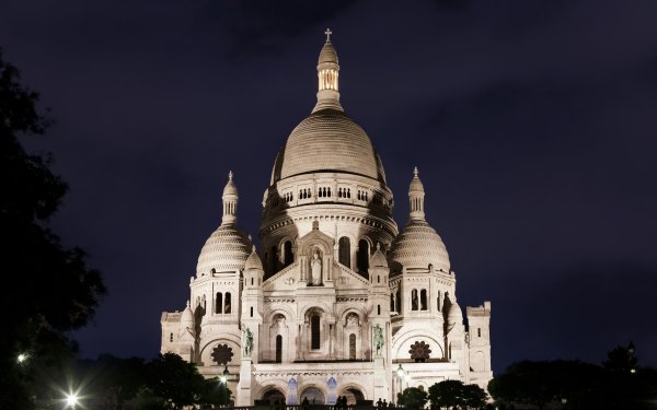 Religious Sacré-Cœur Basilicas  Monument Basilica Paris France Night HD Wallpaper | Background Image