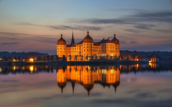 Man Made Moritzburg Castle Castles Germany Castle Reflection Water Dusk HD Wallpaper | Background Image