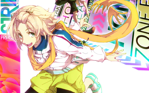 HD PC desktop wallpaper featuring anime characters Hozumi Kohinata and Heath Hasekura from Prince of Stride Alternative in dynamic action poses with vibrant colors.