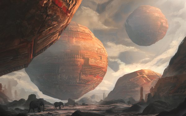 Sci Fi Landscape Elephant Sphere HD Wallpaper | Background Image