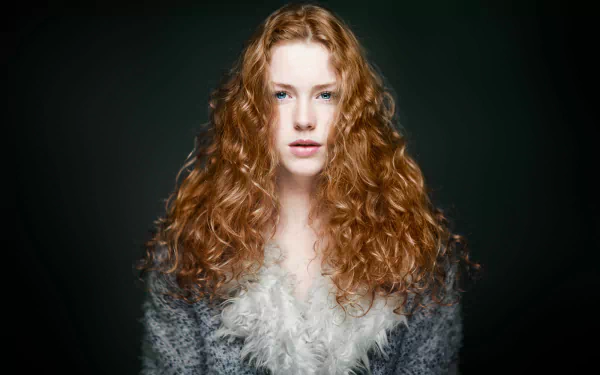 curl blue eyes redhead woman model HD Desktop Wallpaper | Background Image