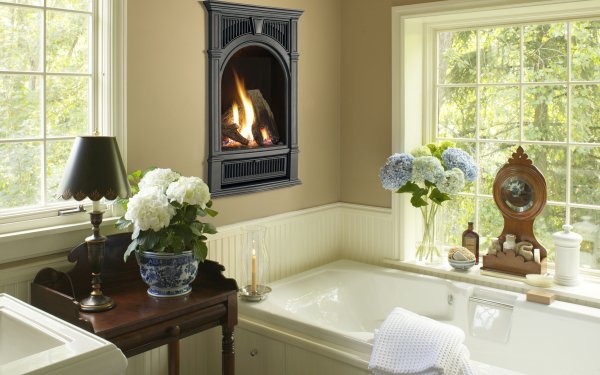 Man Made Room Fireplace Bathroom HD Wallpaper | Background Image