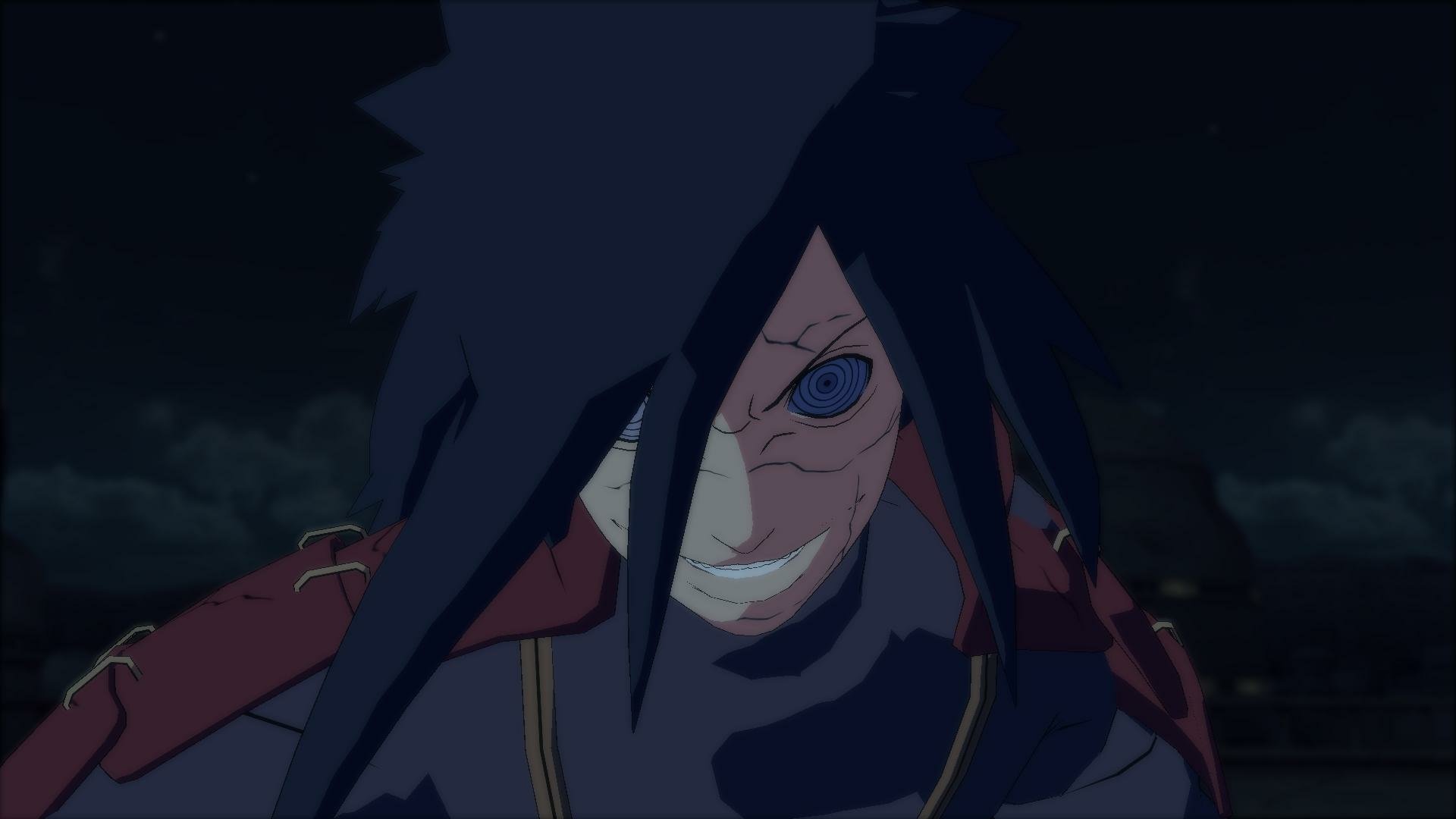 HD desktop wallpaper featuring Madara Uchiha from Naruto Shippuden: Ultimate Ninja Storm 4, showcasing an intense expression and dynamic action.