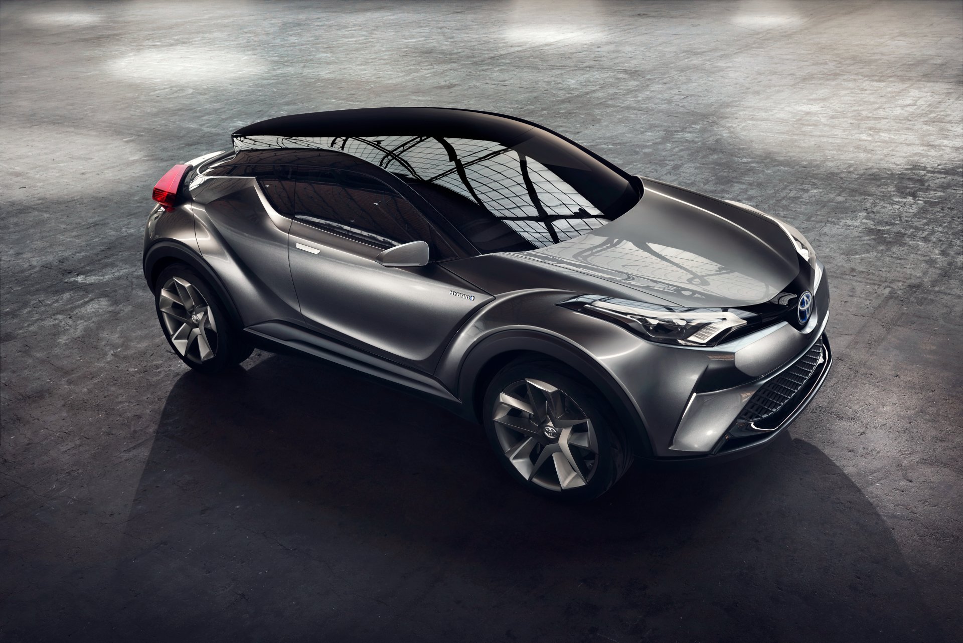 Silver Toyota C-HR concept SUV showcased in a sleek, futuristic design on a 4K Ultra HD PC desktop wallpaper and background.