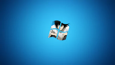 HD desktop wallpaper featuring Light Yagami from the anime Death Note, creatively integrated with the Windows logo against a blue background.