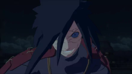 HD desktop wallpaper featuring Madara Uchiha from Naruto Shippuden: Ultimate Ninja Storm 4, showcasing an intense expression and dynamic action.