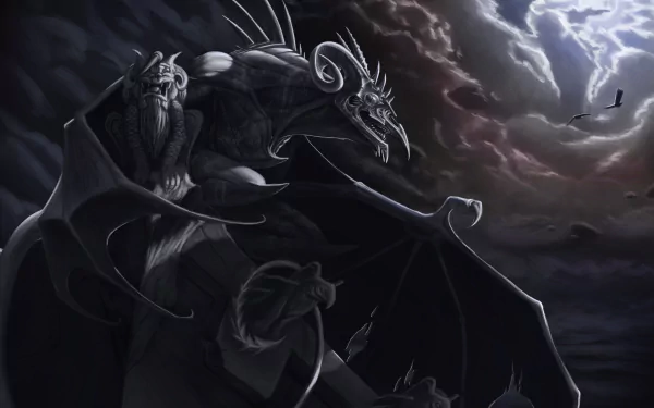 wings statue gargoyle dark creature HD Desktop Wallpaper | Background Image