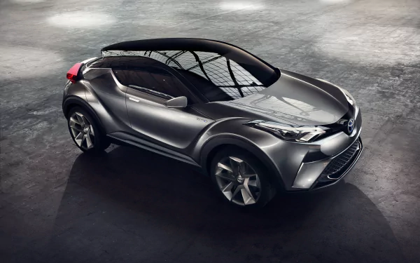 Silver Toyota C-HR concept SUV showcased in a sleek, futuristic design on a 4K Ultra HD PC desktop wallpaper and background.