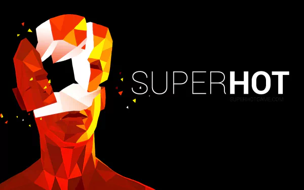 HD desktop wallpaper featuring the stylized red crystal-like figure from the game SUPERHOT against a black background.