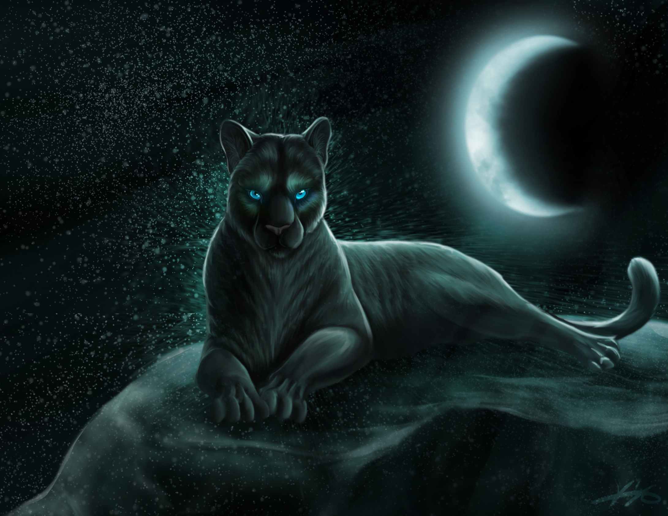 Black Panther in the Moonlight by Golphee