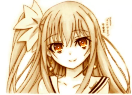 HD anime desktop wallpaper featuring Mayuri from Date A Live with warm sepia tones and detailed eyes, capturing her gentle expression and flowing hair.