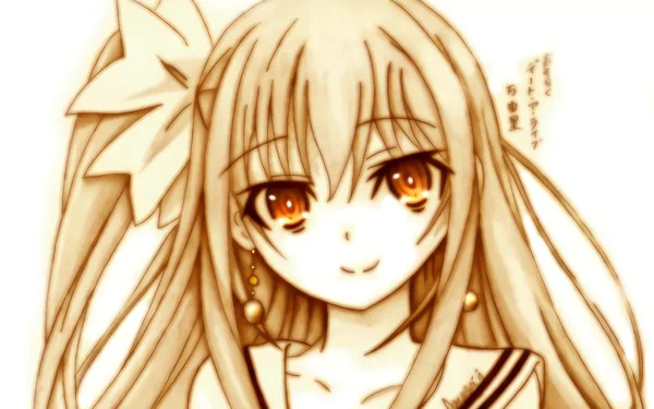 HD anime desktop wallpaper featuring Mayuri from Date A Live with warm sepia tones and detailed eyes, capturing her gentle expression and flowing hair.