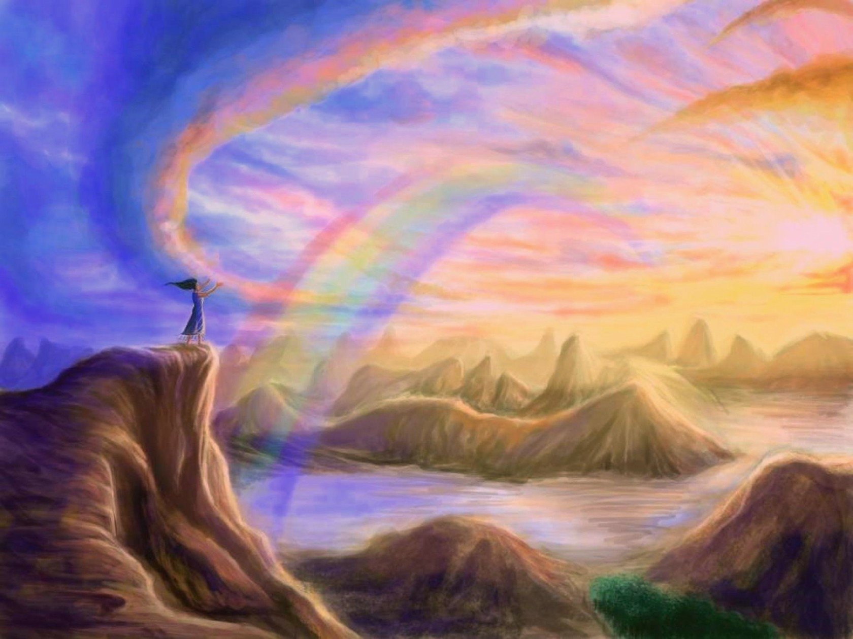 Download Rainbow Mountain Fantasy Landscape Fantasy Landscape Wallpaper ...