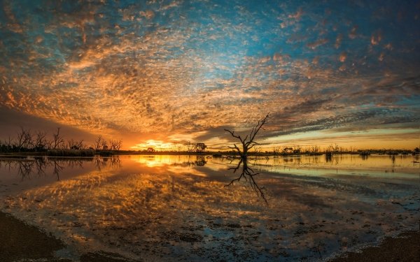 Earth Reflection Sunset River Nature Landscape Australia Swamp Sky Cloud HD Wallpaper | Background Image