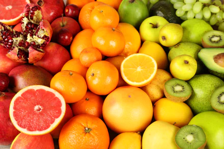colorful apple grapefruit kiwi orange (Color) food fruit HD Desktop Wallpaper | Background Image