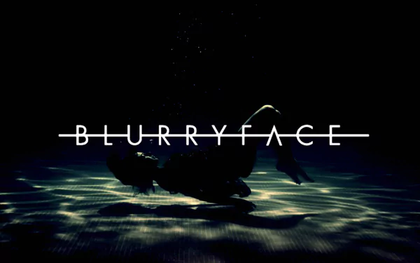 A dark underwater scene with a figure submerged, featuring the text BLURRYFACE. Evokes themes of water and music, inspired by Twenty One Pilots. HD desktop wallpaper backdrop.