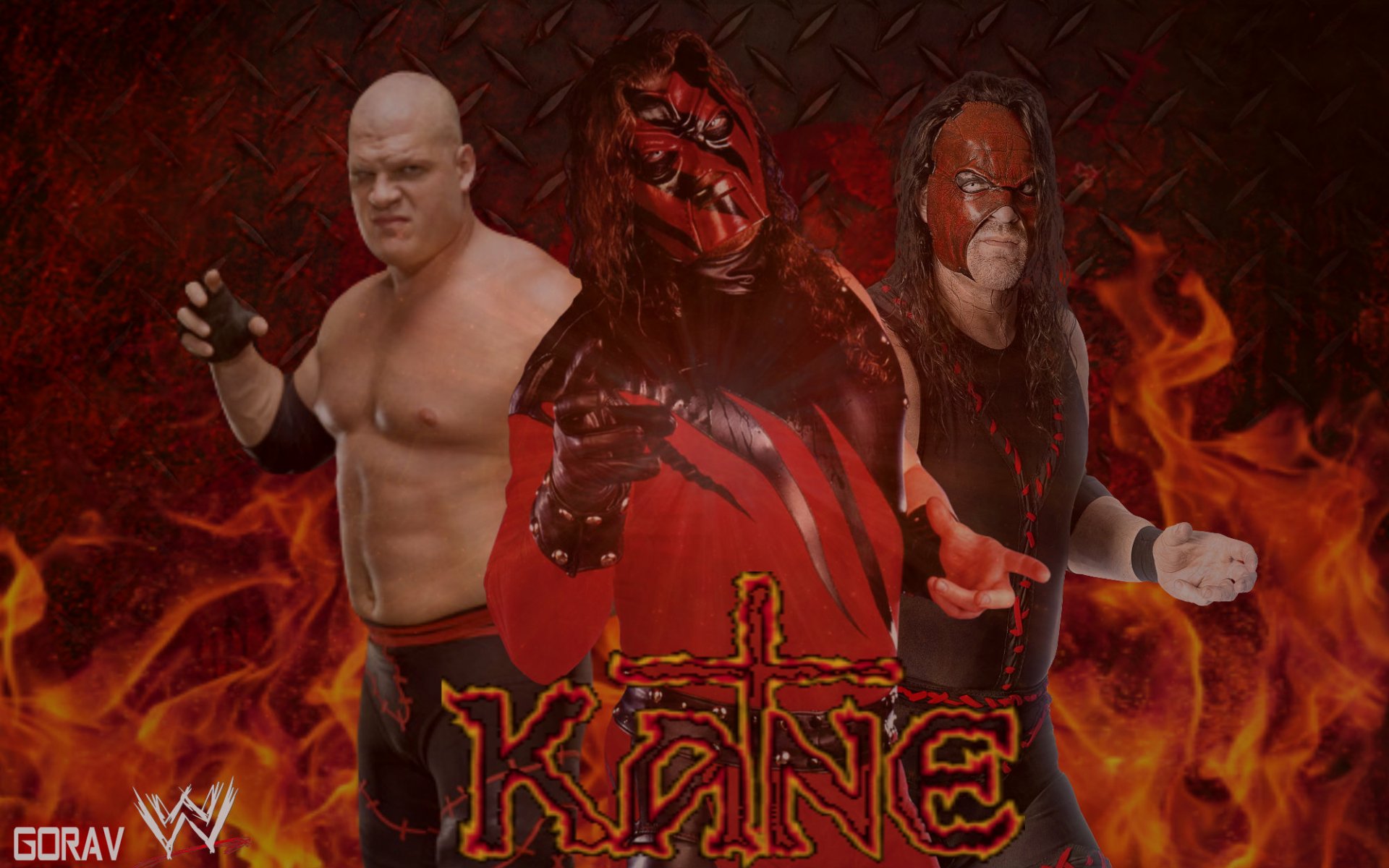 WWE Kane Wrestler HD Wallpaper - Intense Flames Background