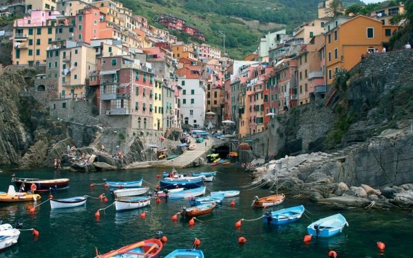 Man Made Riomaggiore Towns Italy Cinque Terre Rock House Boat HD Wallpaper | Background Image
