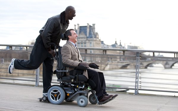 Movie The Intouchables Omar Sy Driss François Cluzet Philippe Wheelchair Smile Bridge HD Wallpaper | Background Image
