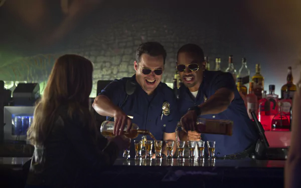 Justin Chang Damon Wayans Jr. Ryan Davis Jake Johnson movie Let's Be Cops HD Desktop Wallpaper | Background Image