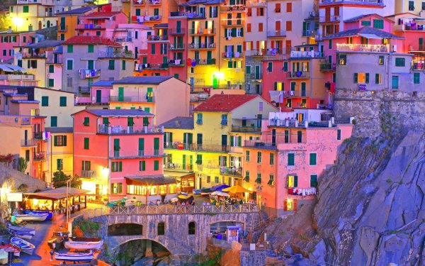 Man Made Manarola Towns Italy Cinque Terre House Colorful Light Close-Up HD Wallpaper | Background Image