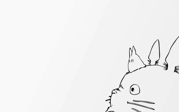 HD wallpaper featuring the character Totoro from My Neighbor Totoro with a Mini Totoro on a simple white background.