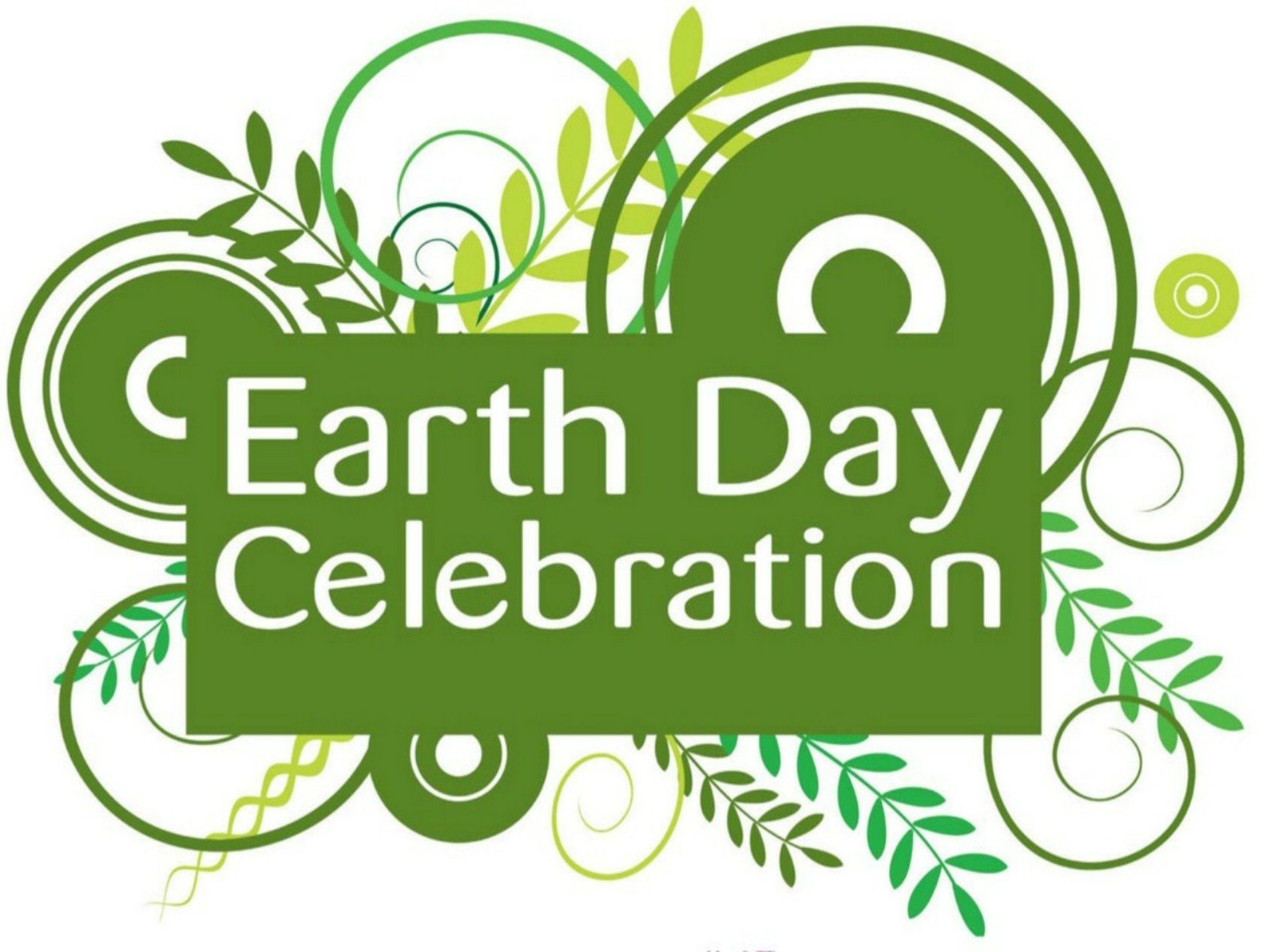 HD desktop wallpaper featuring a green-themed Earth Day celebration design with leaves and circular patterns, highlighting the holiday’s environmental focus.