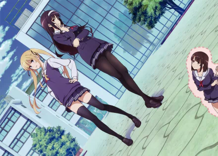 Anime characters Megumi Katō, Eriri Spencer Sawamura, and Utaha Kasumigaoka from Saekano: How to Raise a Boring Girlfriend in a vibrant 8K Ultra HD background.