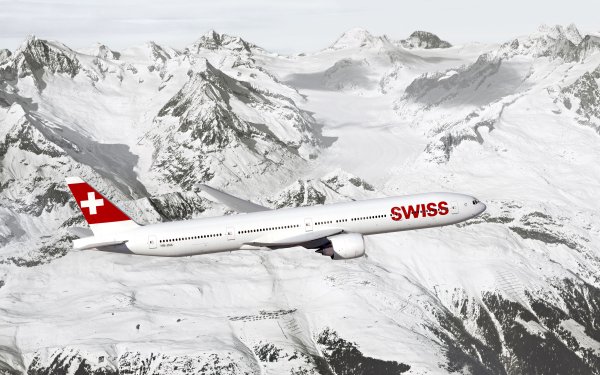 Vehicles Boeing 777 Aircraft Boeing Airplane Mountain Alps Swiss Airlines HD Wallpaper | Background Image