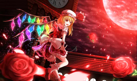 blood moon Flandre Scarlet Anime Touhou HD Desktop Wallpaper | Background Image