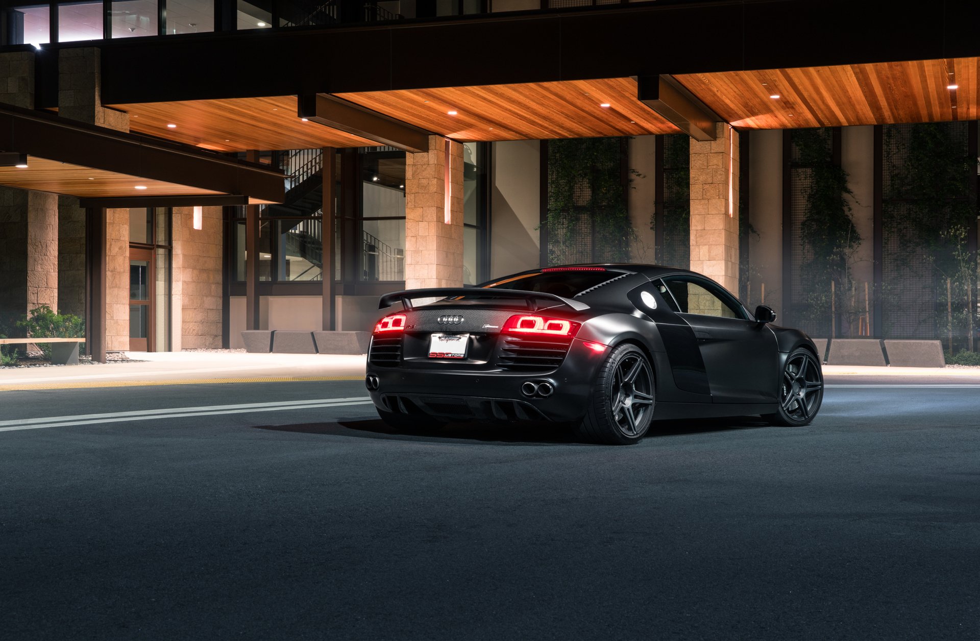 Sleek Black Audi R8 Supercar HD Wallpaper in Urban Night Setting ...