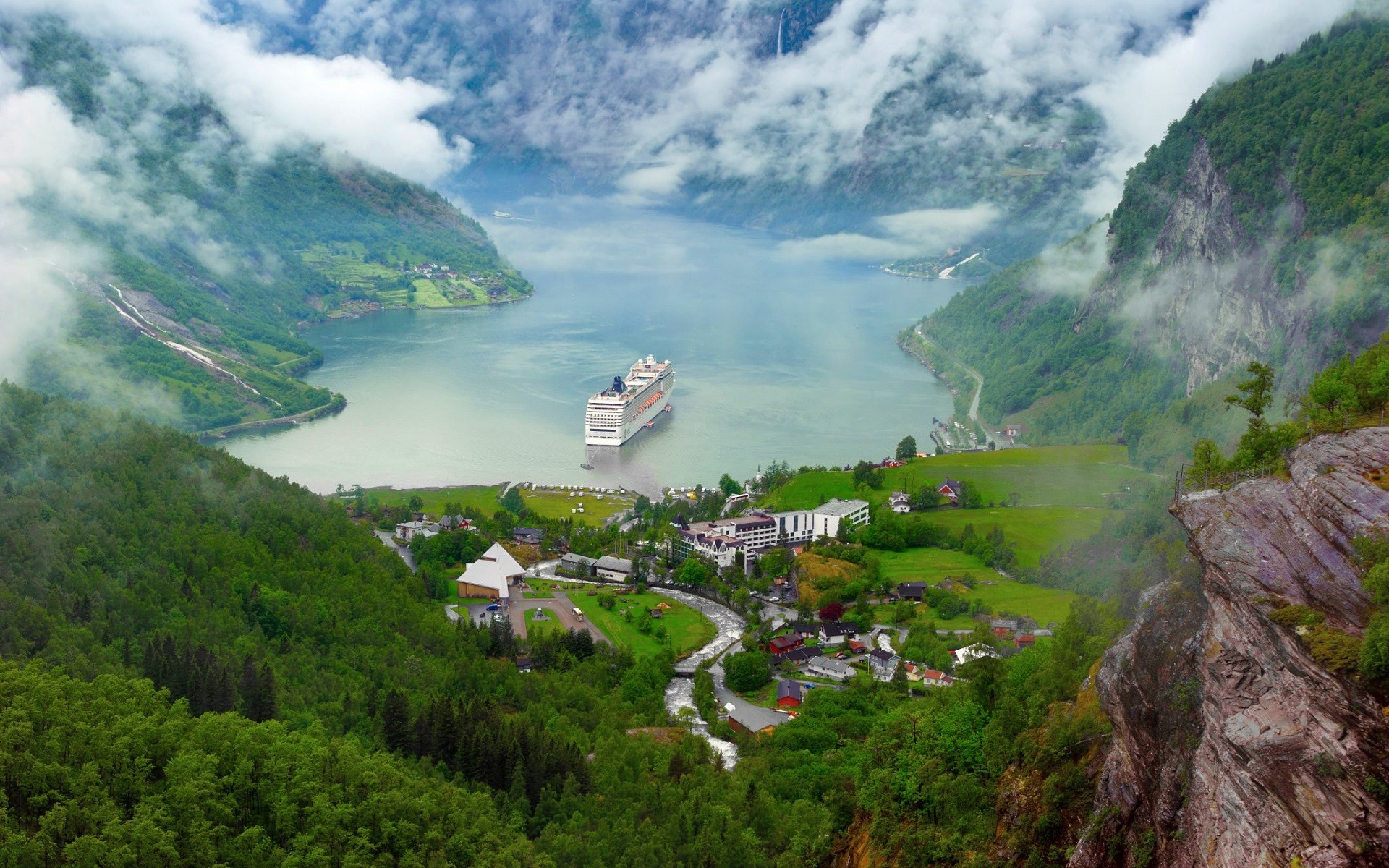 Cruise Ship near Norwegian Village
