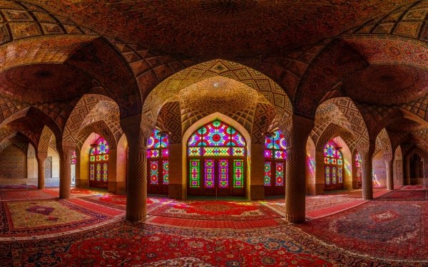Religious Mosque Mosques Colors Colorful Stained Glass Arch Iran HD Wallpaper | Background Image