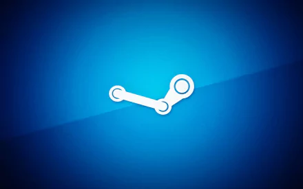A minimalist HD desktop wallpaper featuring the Steam logo against a smooth blue background, reflecting technology and gaming culture.