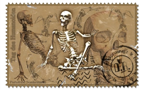 Man Made Stamp German Skull Skeleton Dark HD Wallpaper | Background Image