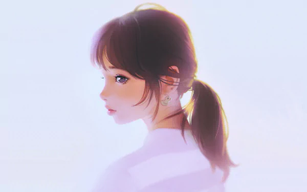 ponytail blue eyes Anime woman HD Desktop Wallpaper | Background Image