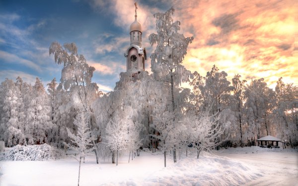 Religious Church Churches Russia Snow Winter Tree HD Wallpaper | Background Image