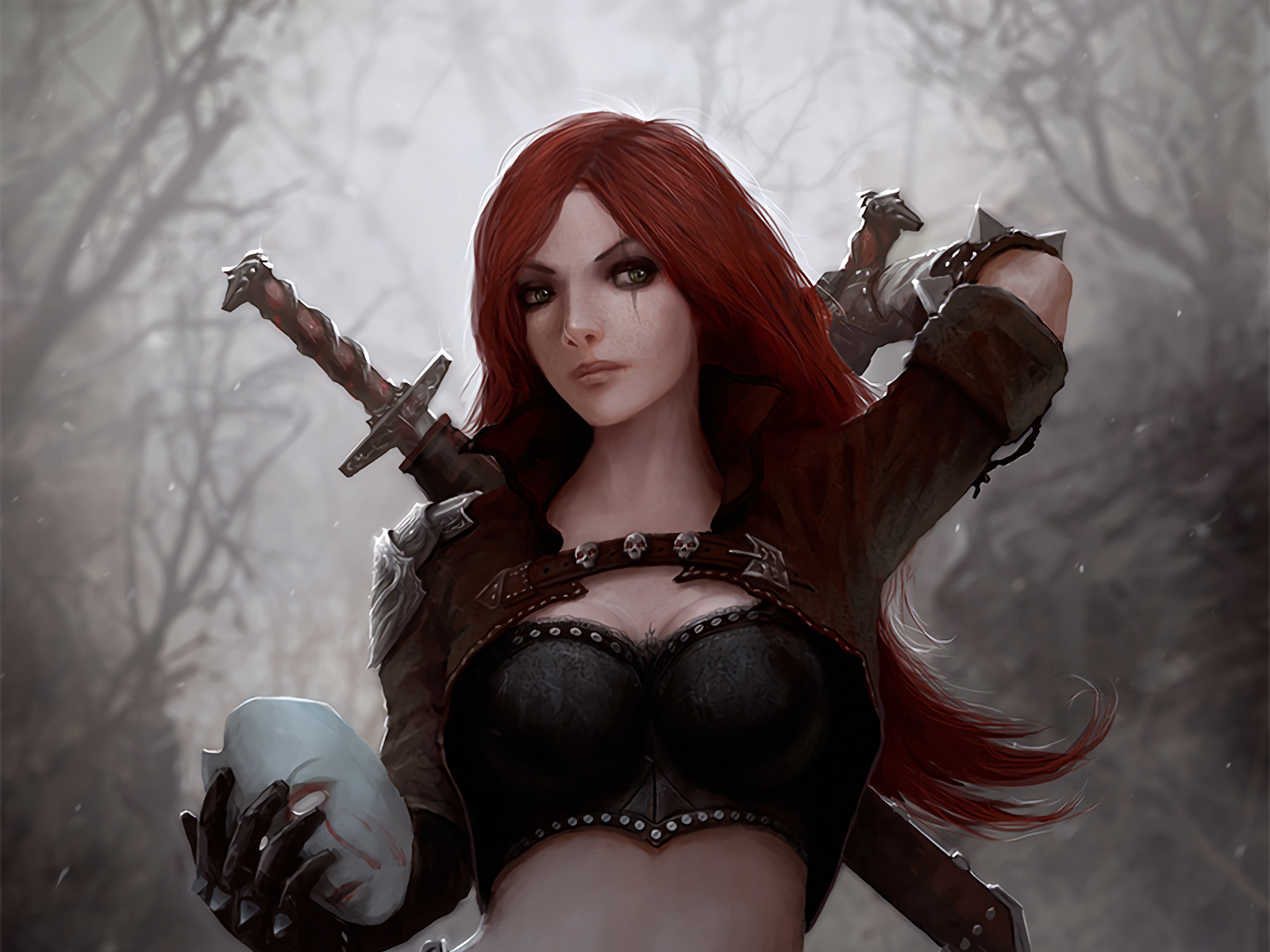 Download Katarina (League Of Legends) Red Hair Sword Woman Warrior Fantasy  Video Game League Of Legends Wallpaper by Ivan Skudnev