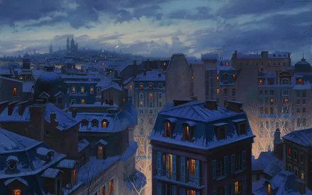  Winter Rooftops in Paris by Evgeny Lushpin