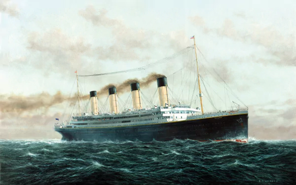HD desktop wallpaper featuring the Titanic ship sailing on the ocean.