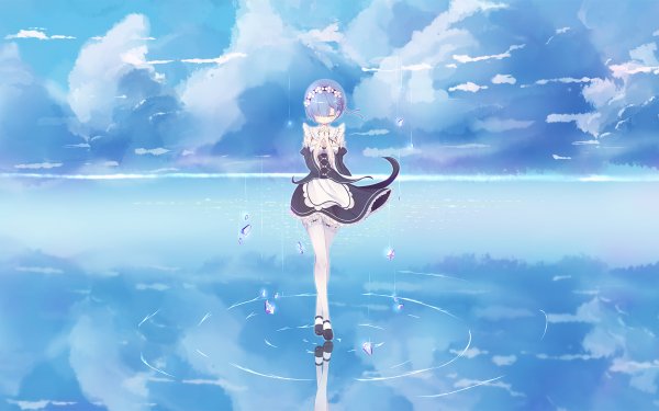Anime Re:ZERO -Starting Life in Another World- Rem Spiegelung Maid Blue Hair Short Hair HD Wallpaper | Hintergrund