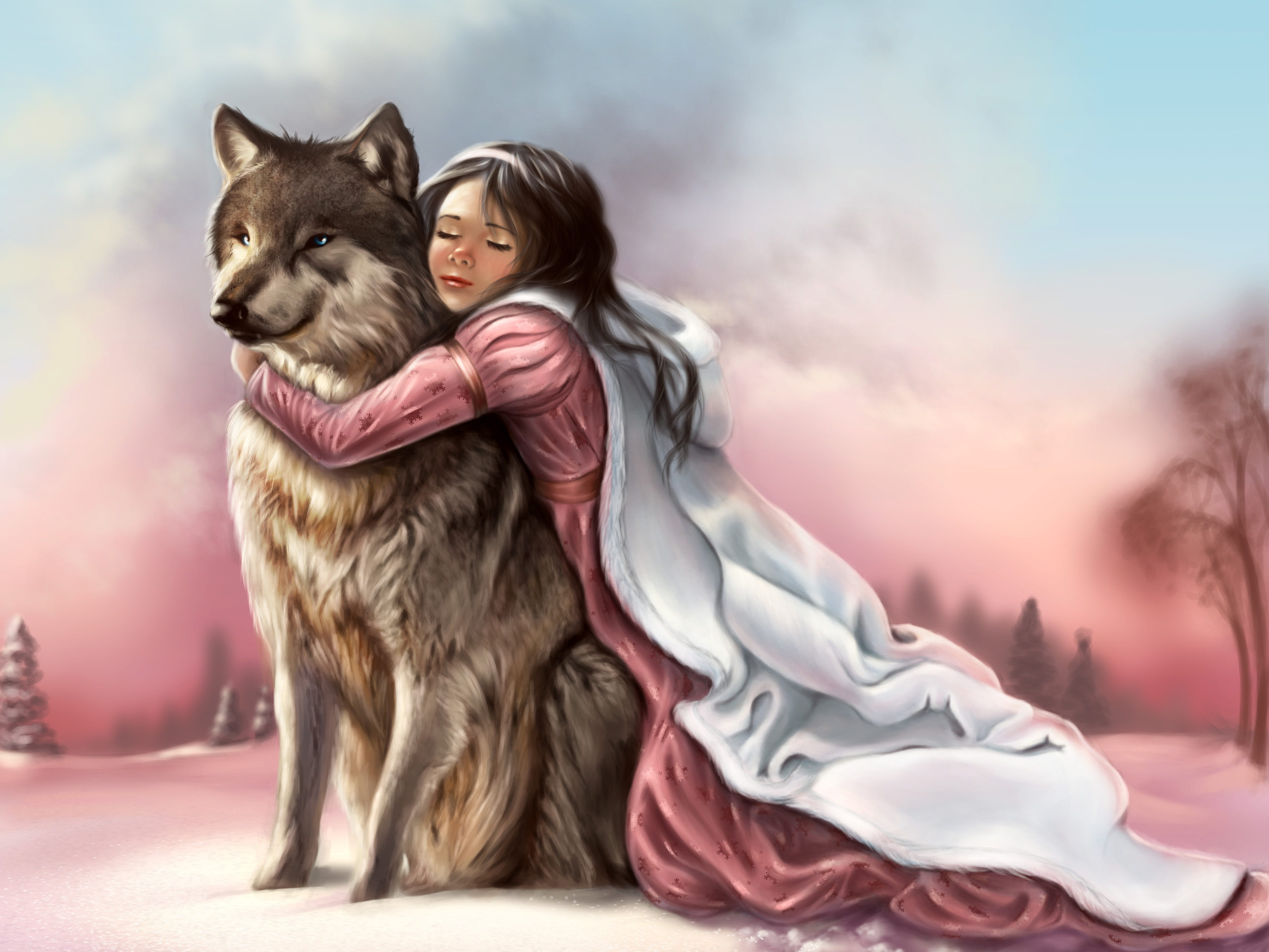 Little Girl and Wolf by Rachel Hatch
