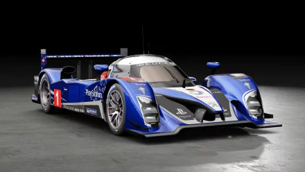 4K Ultra HD PC desktop wallpaper featuring a detailed race car from Gran Turismo Sport against a dark background.