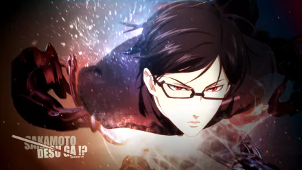 HD wallpaper featuring Sakamoto from the anime Haven't You Heard I'm Sakamoto, showcasing dynamic action with a captivating background and striking character design.