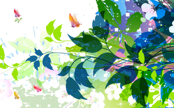 Artistic Collage Spring Leaf Butterfly HD Wallpaper | Background Image